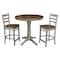 International Concepts Round 36 in Rd Extension Dining Table, 2 Emily Counter Ht Stools, Hickory/Stone, 36 W, 48 L, Wood K41-36RXT-27B-S6172-2 - alternate 4